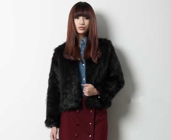 2012 fur coat vest cape scarf long imitation mink rabbit fur fashion black