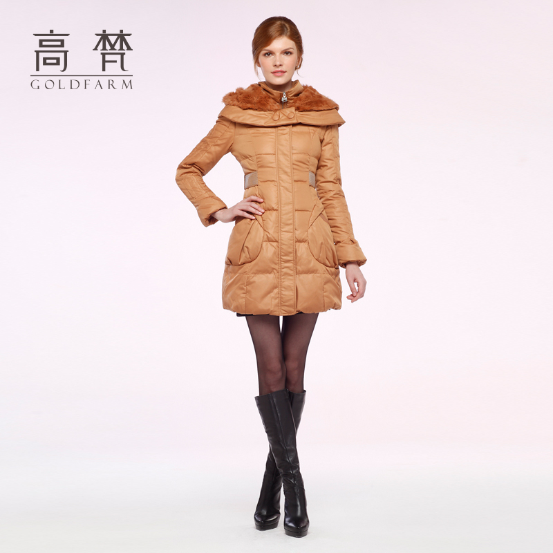 2012 fur collar slim long design female down coat winter outerwear