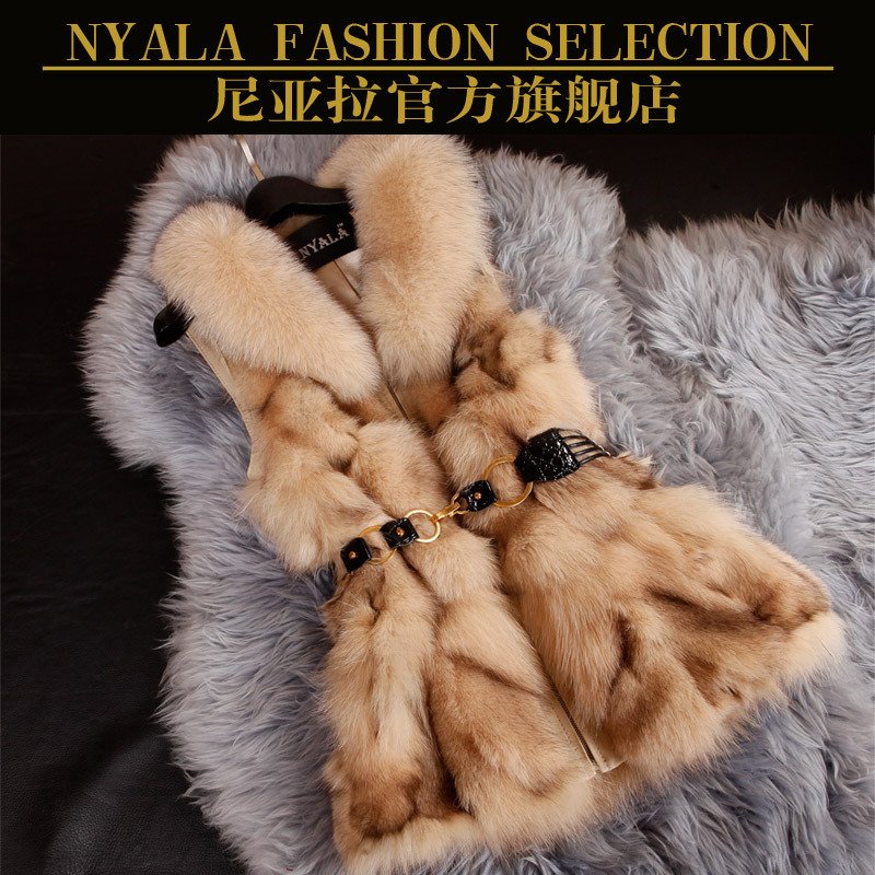 2012 fur medium-long fox fur coat female vest d105