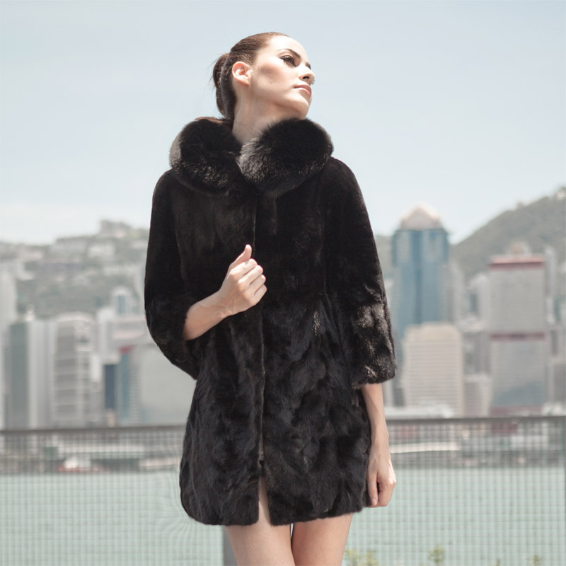 2012 fur medium-long fox fur mink hair fur coat d124