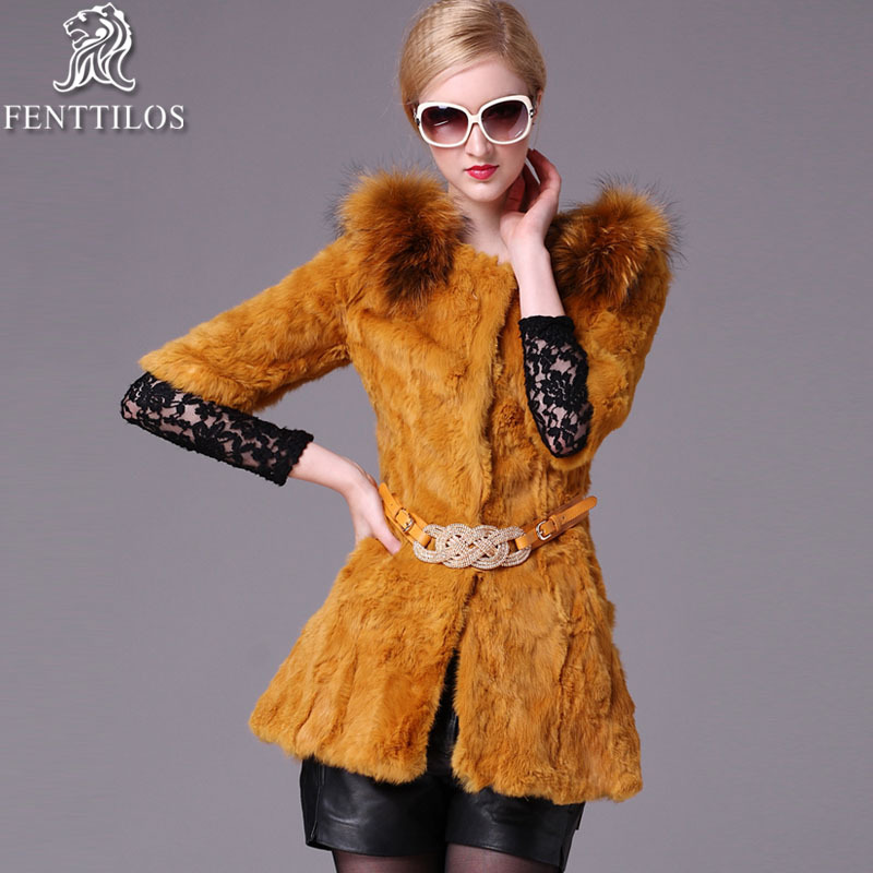 2012 fur overcoat female medium-long rex rabbit hair cashmere outerwear top raccoon fur p47