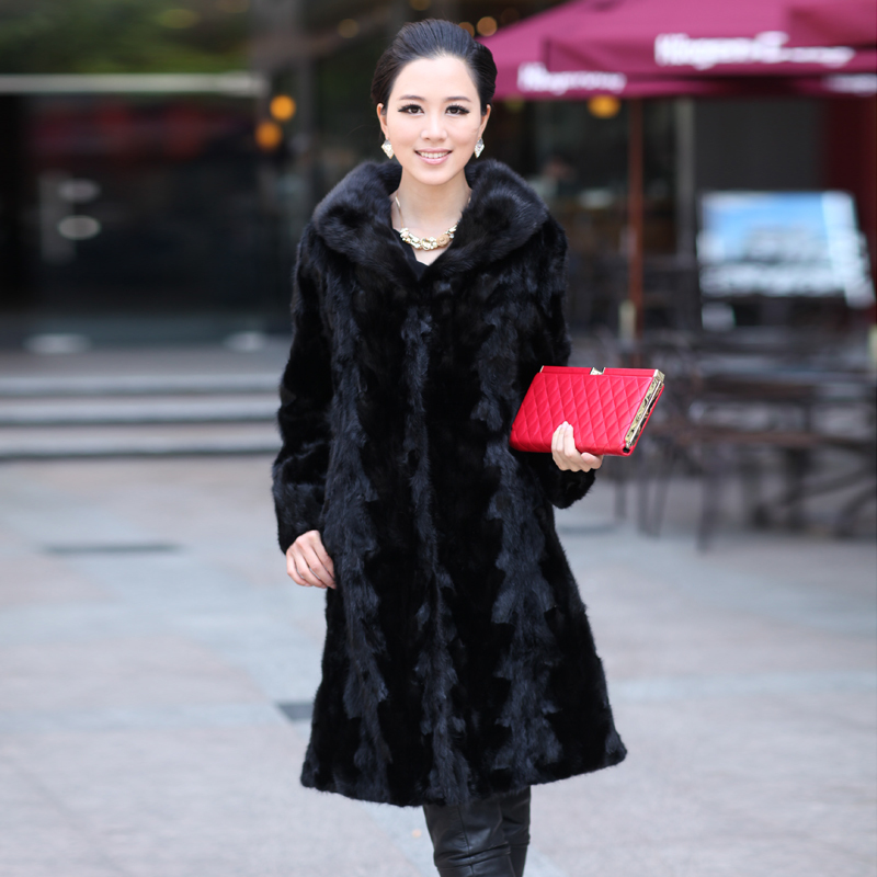 2012 fur overcoat fur collar mink fight mink fur coat