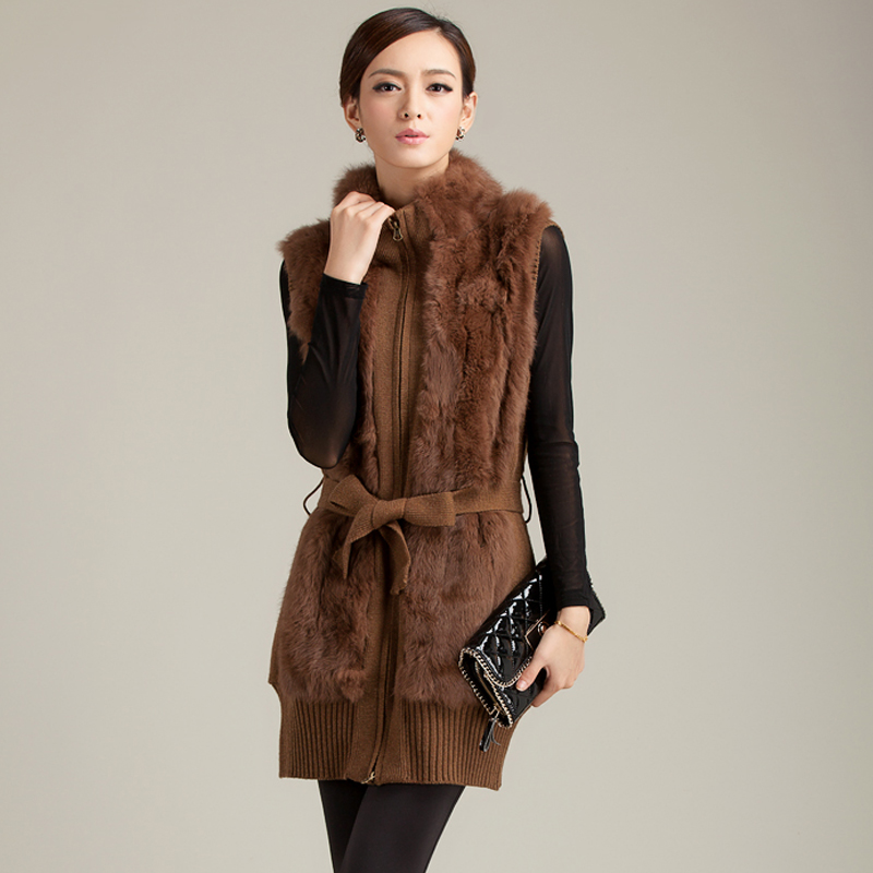 2012 fur sweater vest wool tank dress knitted sweater dress