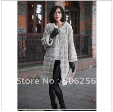 2012 fur sz wrist-length sleeve long design fur coat overcoat autumn and winter fashion women faux fue coat