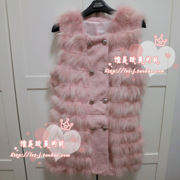 2012 fur vest fox fur patchwork rabbit fur vest Women vest