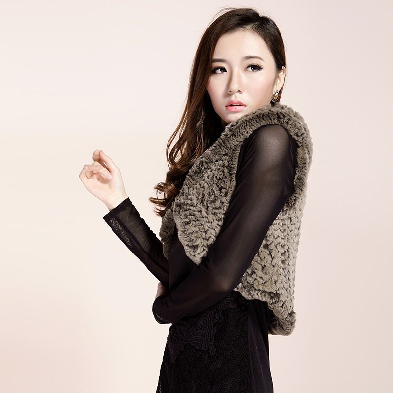 2012 fur vest rex rabbit hair slim short design women's fur vest new arrival