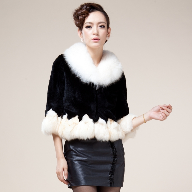 2012 fur women's rex rabbit hair fox fur short design women's outerwear