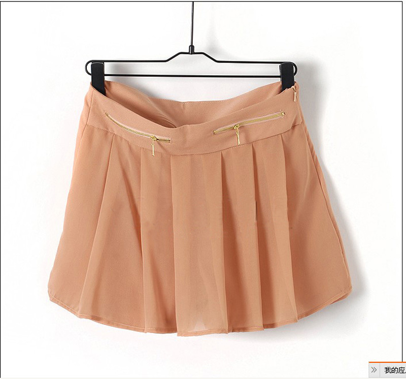 2012 gentlewomen high waist zipper slim all-match casual chiffon patchwork shorts female