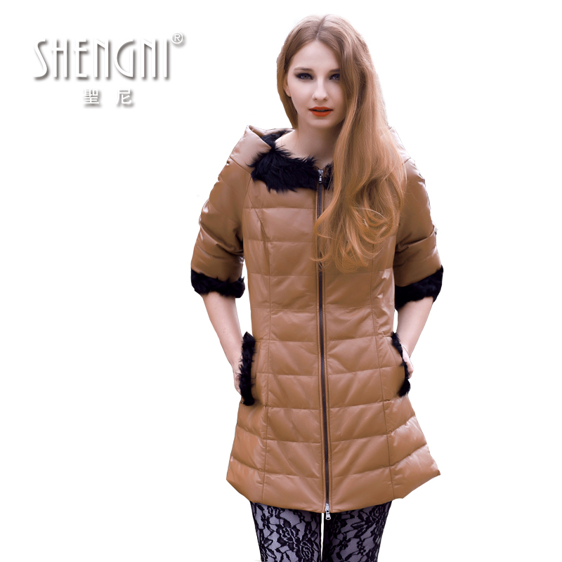 2012 genuine leather clothing female genuine leather down coat medium-long sheepskin leather clothing