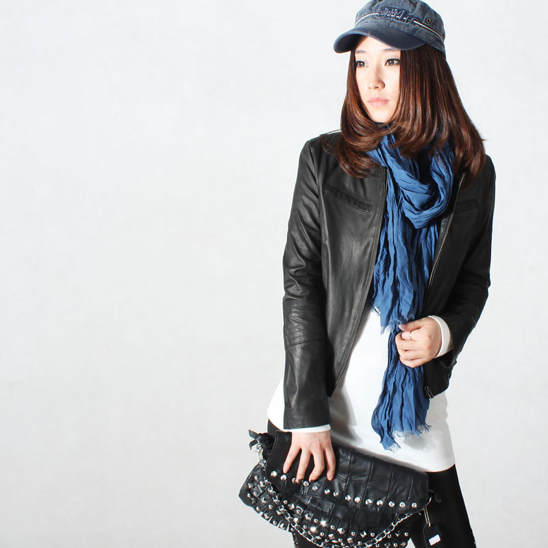 2012 genuine leather clothing o-neck slim all-match sheepskin leather clothing outerwear