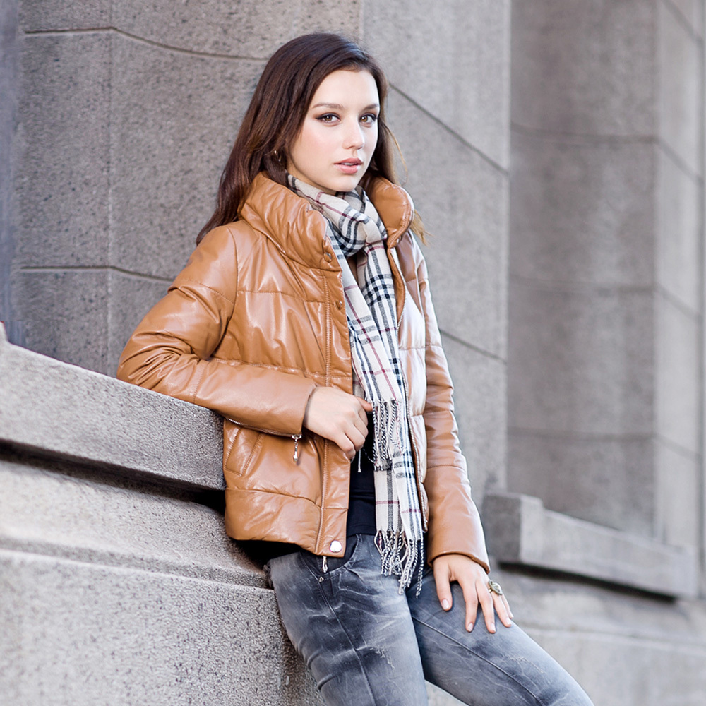 2012 genuine leather down coat leather clothing female genuine leather premium sheepskin short design lj117