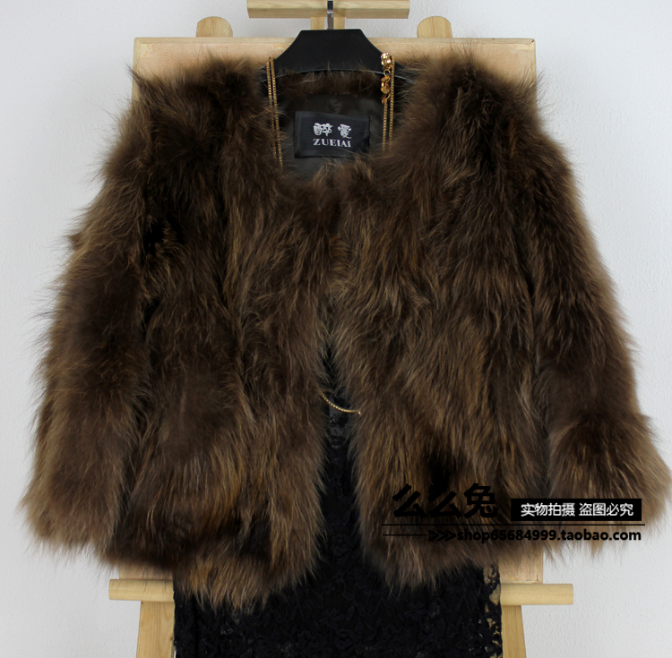 2012 genuine leather fur coat women three quarter sleeve short design fur top