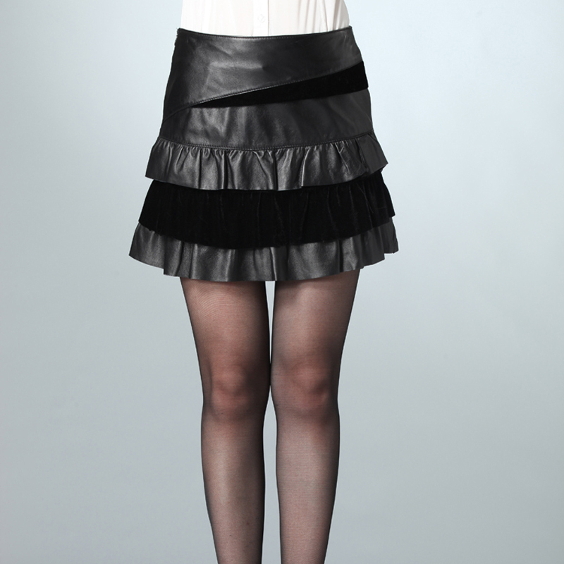 2012 genuine leather skirt sheepskin asymmetrical personality skirt -KQMP