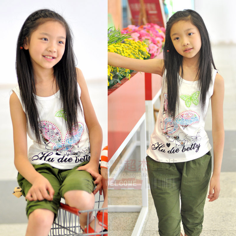 2012 girls clothing child sleeveless vest female child t-shirt all-match vest