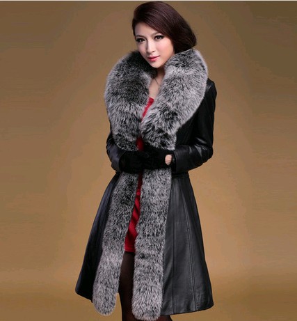 2012 high quality fox fur sheepskin genuine leather down coat leather clothing female overcoat