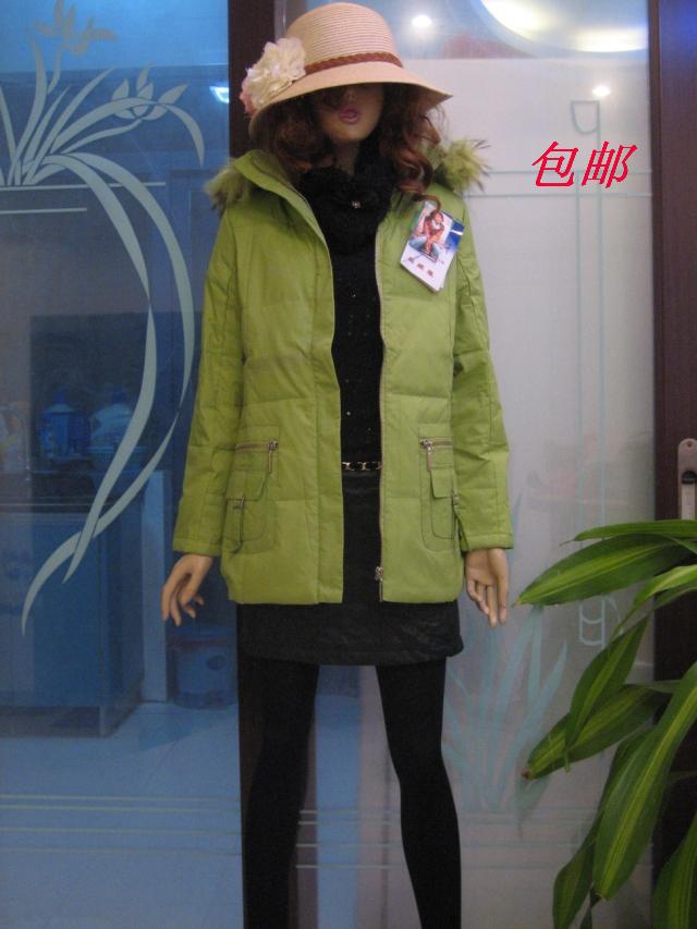 2012 high quality slim real fur hooded thickening medium-long down cotton-padded jacket female