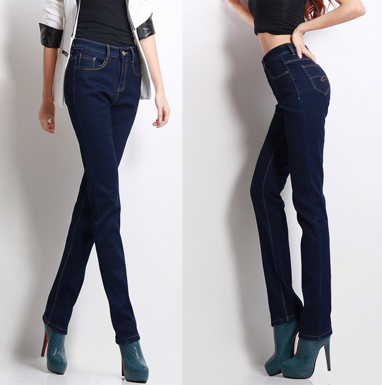 2012 high waist thickening jeans plus velvet pants female trousers plus velvet skinny pants