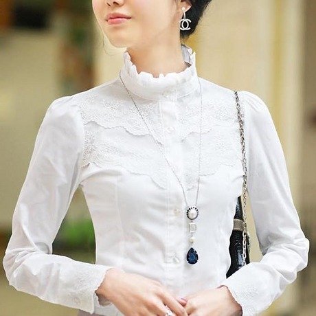 2012 Hitz fashion shirt Ladies Long Sleeve Shirt lace collar plus size