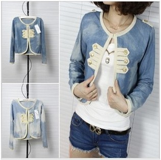 2012 Hitz female cardigan short sleeved jean jacket Fall Coat female new coat