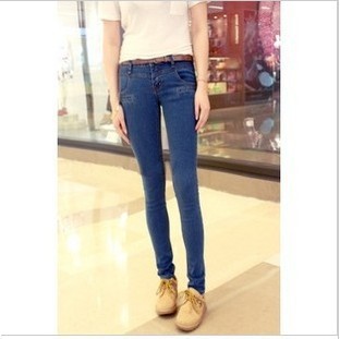 2012 Hitz! Korean fashion slim slim hips classic denim pencil pants  Jeans