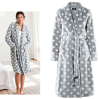 2012 hm lounge coral fleece bathrobe polka dot robe bathrobe sleepwear