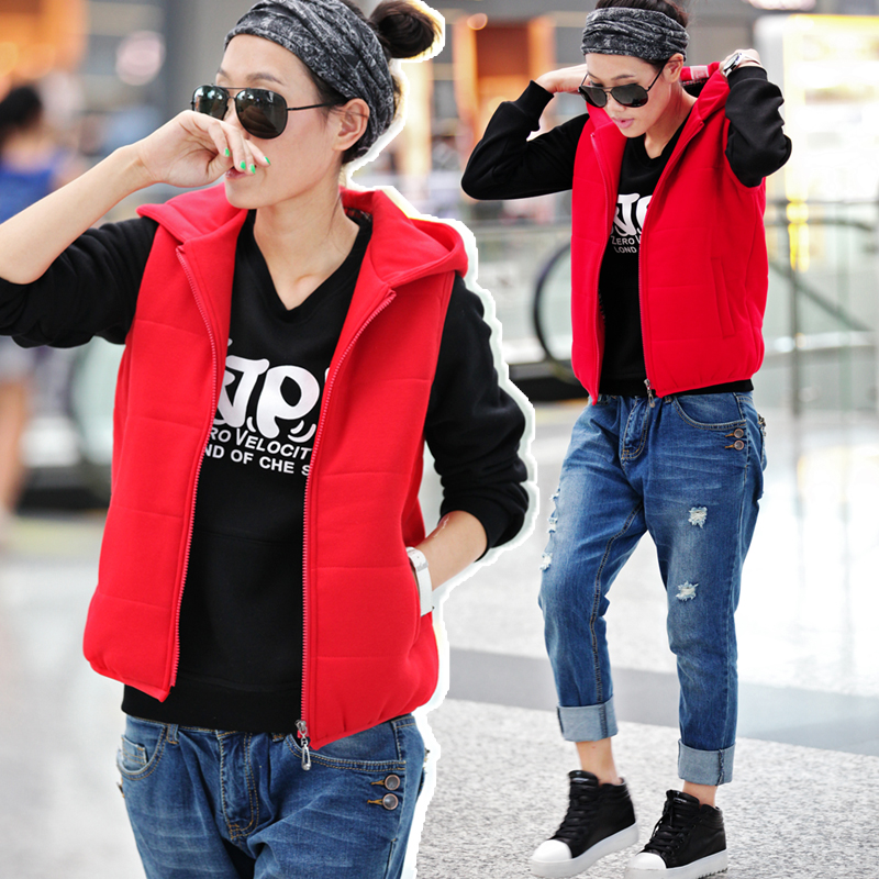 2012 hooded thickening autumn and winter vest cotton Women women's small vest fashion