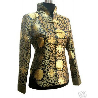 2012 HOT Black and Gold   Chinese tradition Tang suit Clothes Womens Jacket Coat Size: M,L,XL,XXL,XXXL