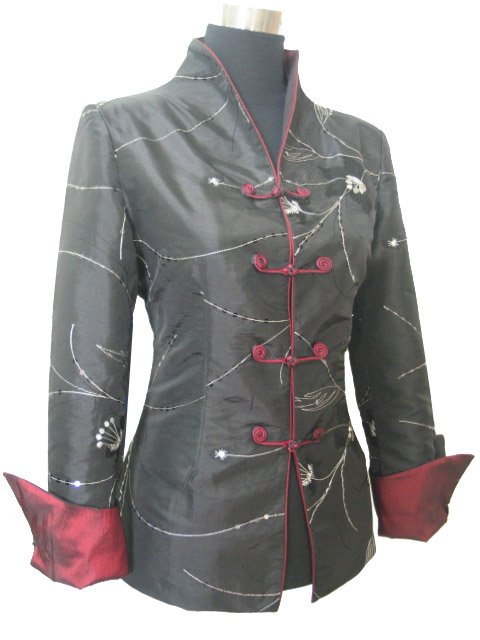 2012 HOT Black  Chinese tradition Tang suit Clothes Womens Jacket Coat Size: M,L,XL,XXL,XXXL