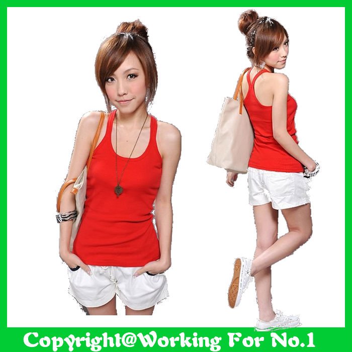 2012 Hot new quality rib cotton bottoming vest bottoming Y word vest 6 color women clothing wholesale