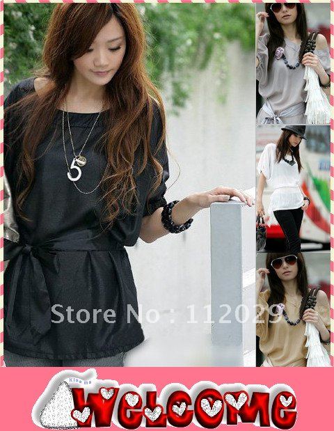 2012 Hot Sale Clothing Short-Sleeve T-Shirt Batwing Shirt Top Silk Floss Fabric