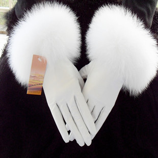 2012 hot sale Genuine leather  fox fur women gloves winter  female sheepskin