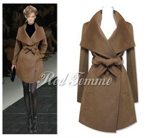 2012 hot sale trench European and American style Slim belt large lapel fashion ultra long paragraph overcoat outerwear