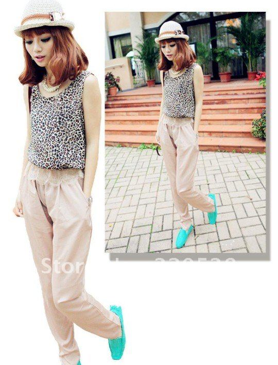 2012 Hot Sale!Womens Fashion Leopard Vest Chiffon Jumpsuits Romper Pants Dress Z5631