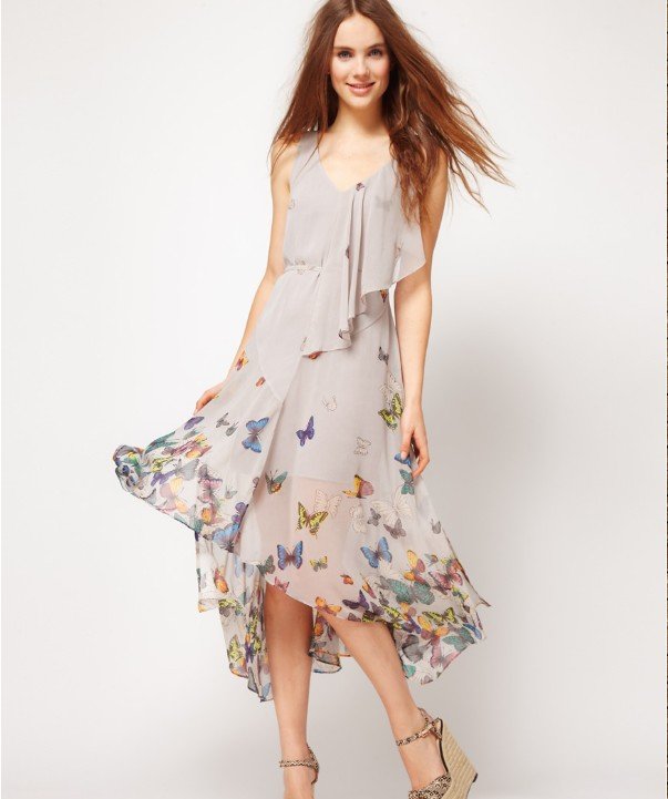 2012 Hot sales,Europe style,butterfly printing, falbala dress ,free shipping,drop shipping