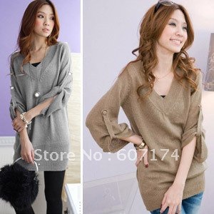 2012 Hot sell Elegant ladies Plug V neck leisure sweater,casual Pullovers&cardigan,3 colors,#1041