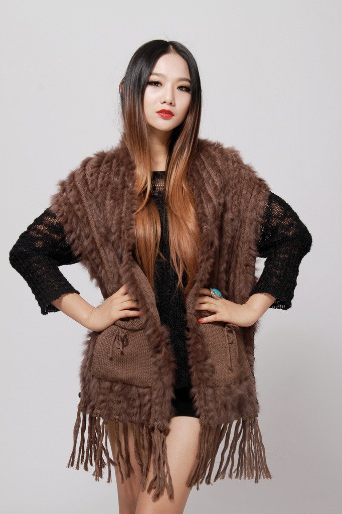 2012 hot sell new Autumn and Winter Women's Faux  furs rabbit knit tassel Fur vest,Drop shipping,free shipping T062