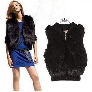 2012 hot sell  new Autumn and Winter Women's wool knitted Fur  vest,Drop shipping,free shipping#C0024