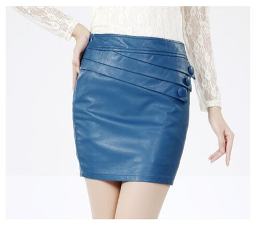 2012 Hot Sell Washed PU Leather Slim Sexy Mini Skirt Above Knee For Women,OL, Blue,Black,Red