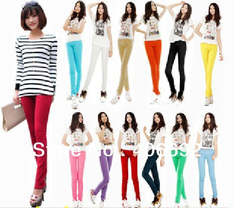 2012 Hot sell Women's Sexy Candy Colors Pencil Pants Slim Fit Skinny Stretch Jeans Trousers (come in twenty different colors)