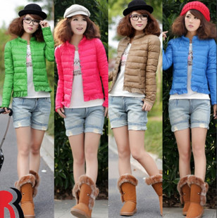 2012 hot-selling autumn and winter slim short design thin down coat ruffle female