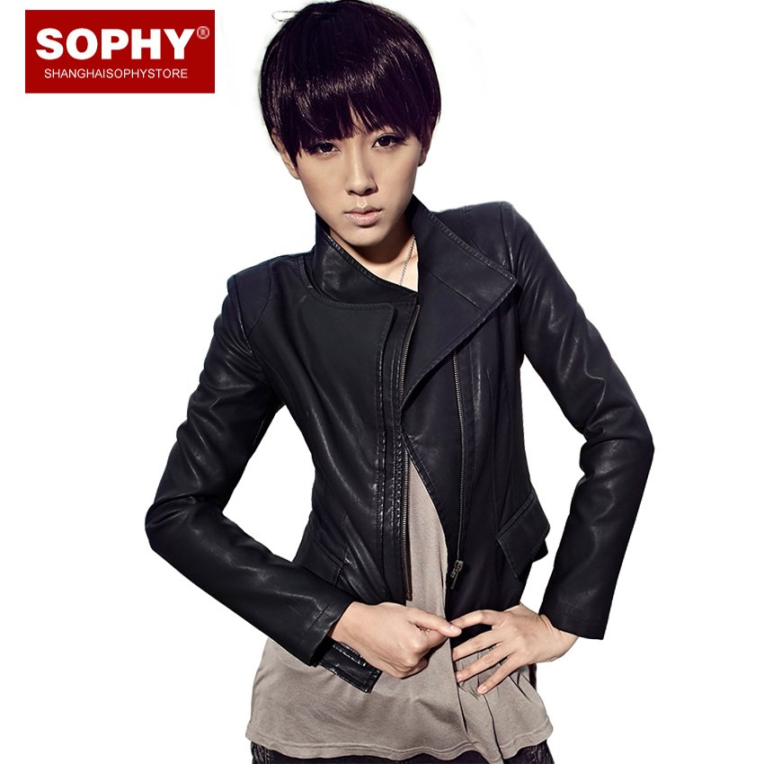 2012 hot-selling autumn outerwear small leather clothing female short design slim PU jacket 11g3563