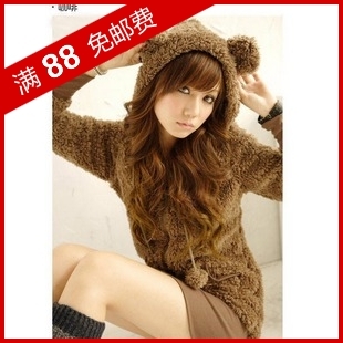 2012 hot-selling cat ears sponge velvet long design outerwear fleece trench