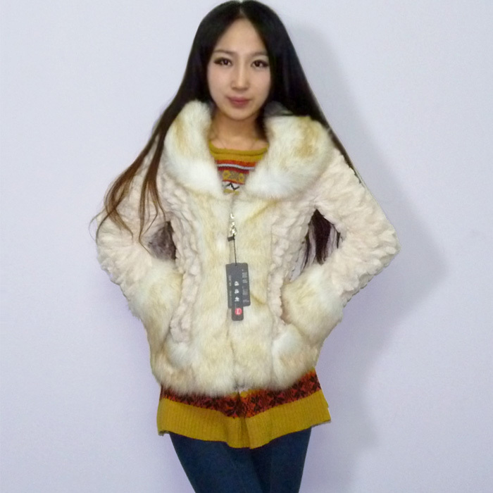 2012 hot-selling fur coat slim thermal faux  fur outerwear belt large fur collar cotton-padded jacket