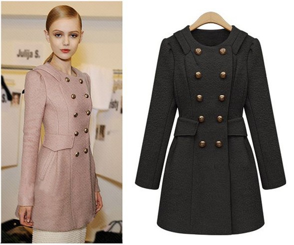 2012 Hot Selling NEW Fashion Warm Winter Double Breasted Long Sleeve Coat Trench Jacket Outerwear