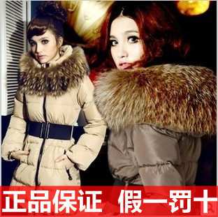 2012 hot-selling ultra large luxurious fur collar slim women medium-long down coat,real fur down jacket,warm overcoat,retails