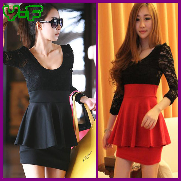 2012 Hot Style!! Korean Style Women's Sexy Black and Red Princess Dresses,Lace Skirt,Party Wear CS701 Free Shipping