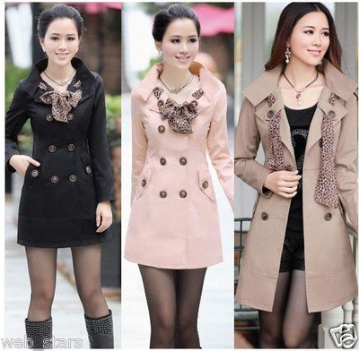 2012 HOT Womens Lady Double-Breasted Long Jacket Scarf Coat Outwear M-XXL