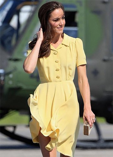 2012 hotte sale light yellow dress for Kate Middleton Vintage Chiffon light yellow Dress free shipping