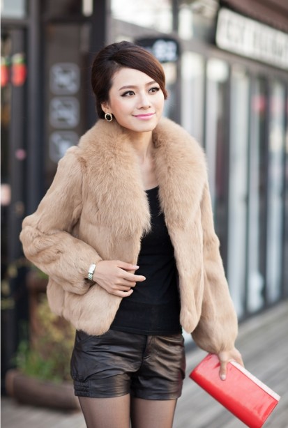 2012 jade rabbit fur ultralarge fox fur short design women's 1258 full leather fur short jacket