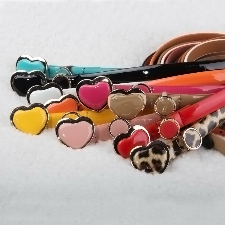 2012 Japanned leather thin belt female candy color heart bag buckle belt women's strap